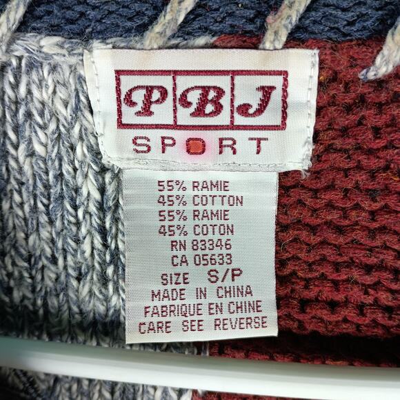 PBJ Sport Sweater Womens Small Nautical Red Blue Anchor Sailboat Stars Patchwork - Picture 2 of 10